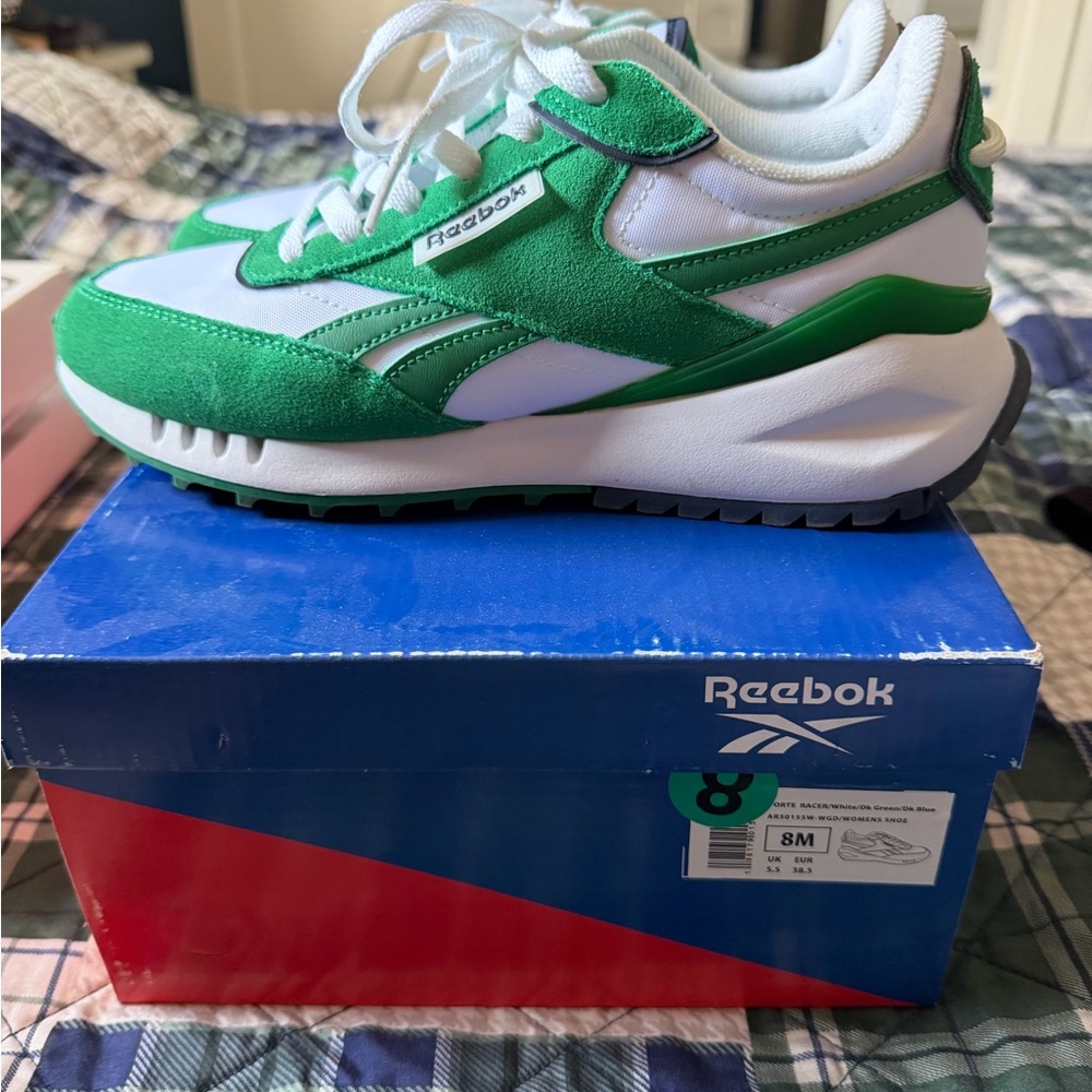 Reebok women’s  Green and White Sneakers - Picture 2 of 5